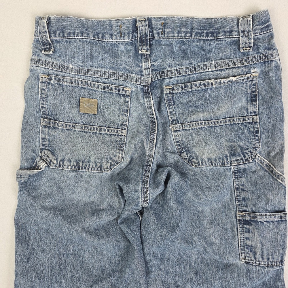 Vintage Y2k Lee Carpenter Jeans Mens 32x32 Blue Distressed Thrashed Skater - Picture 9 of 16